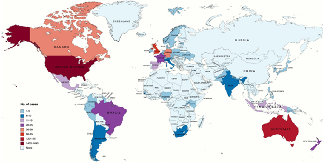 Number of climate litigation cases around the world